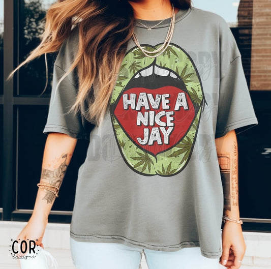 Have a Nice Jay green lips Graphic Tee