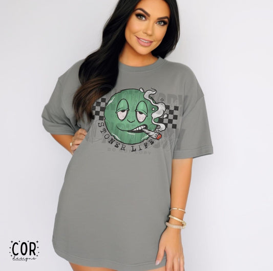 Stoner Life with Smoking Face Graphic Tee