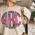 Pink Plaid and Floral Monogram Graphic Tee - Merch Girls