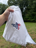 American Honey Embroidered Bow Shirt | Patriotic Coquette Comfort Colors Tee