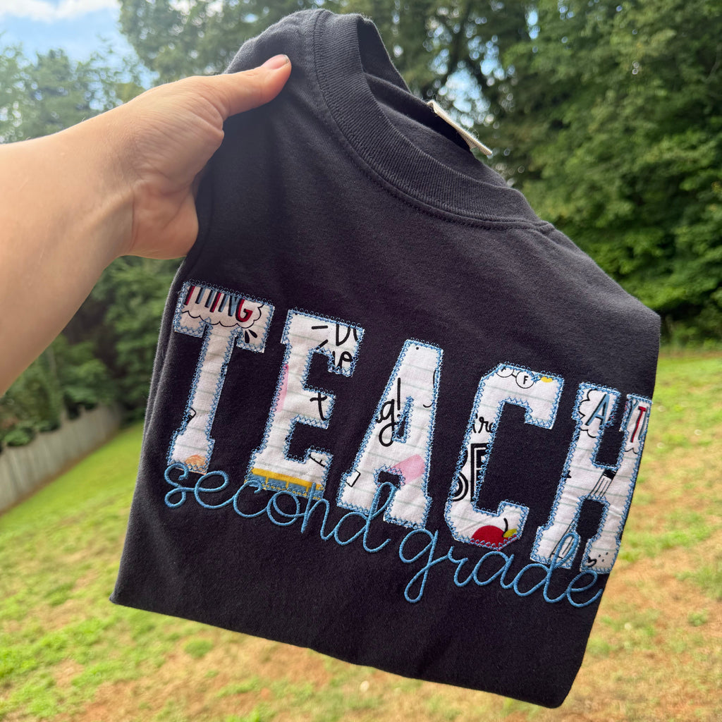 Personalized Teacher Appliqué Shirt | Custom Teacher Name Embroidered Tee
