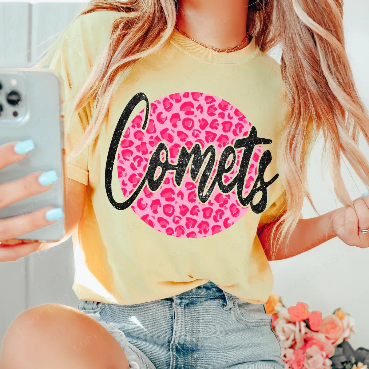 Comets Pink Leopard DTF Transfer - Merch Girls