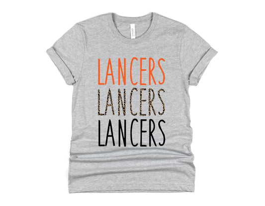 Lancers Stacked Skinny Mascot Graphic Tee