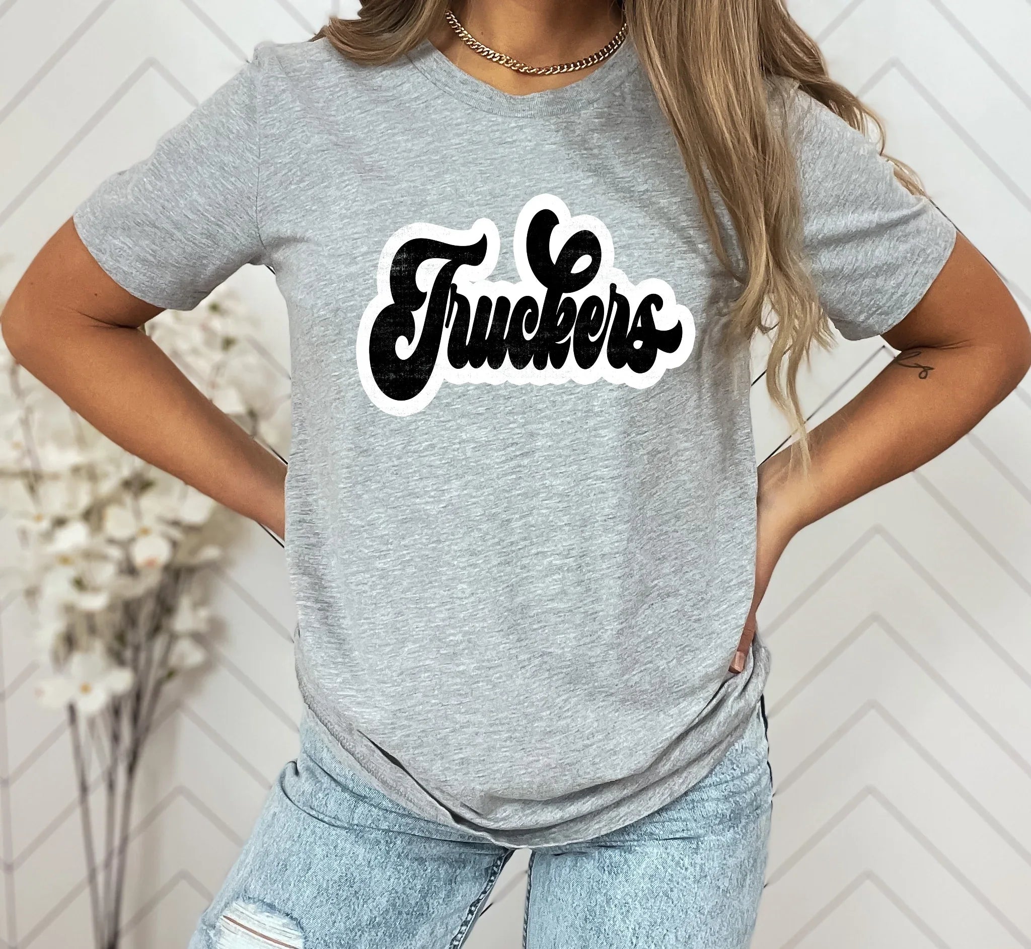 Truckers Vintage Retro Shadow Distressed DTF Transfer - Merch Girls