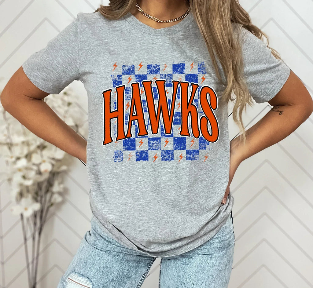 Hawks Retro Chercked DTF Transfer - Merch Girls
