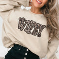 Wifey Vintage Shadow Outline in Faux Sequin Leopard DTF Transfer - Merch Girls