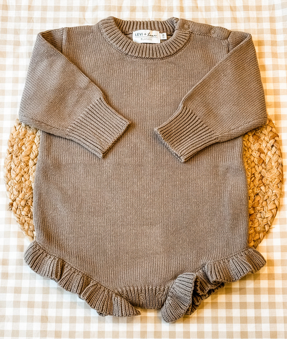 Long Sleeve Knit Infant/Baby Ruffle Romper