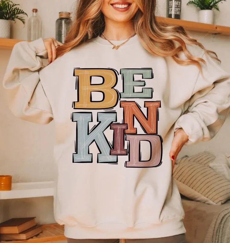 Be Kind Varsity Doodle DTF Transfer - Merch Girls