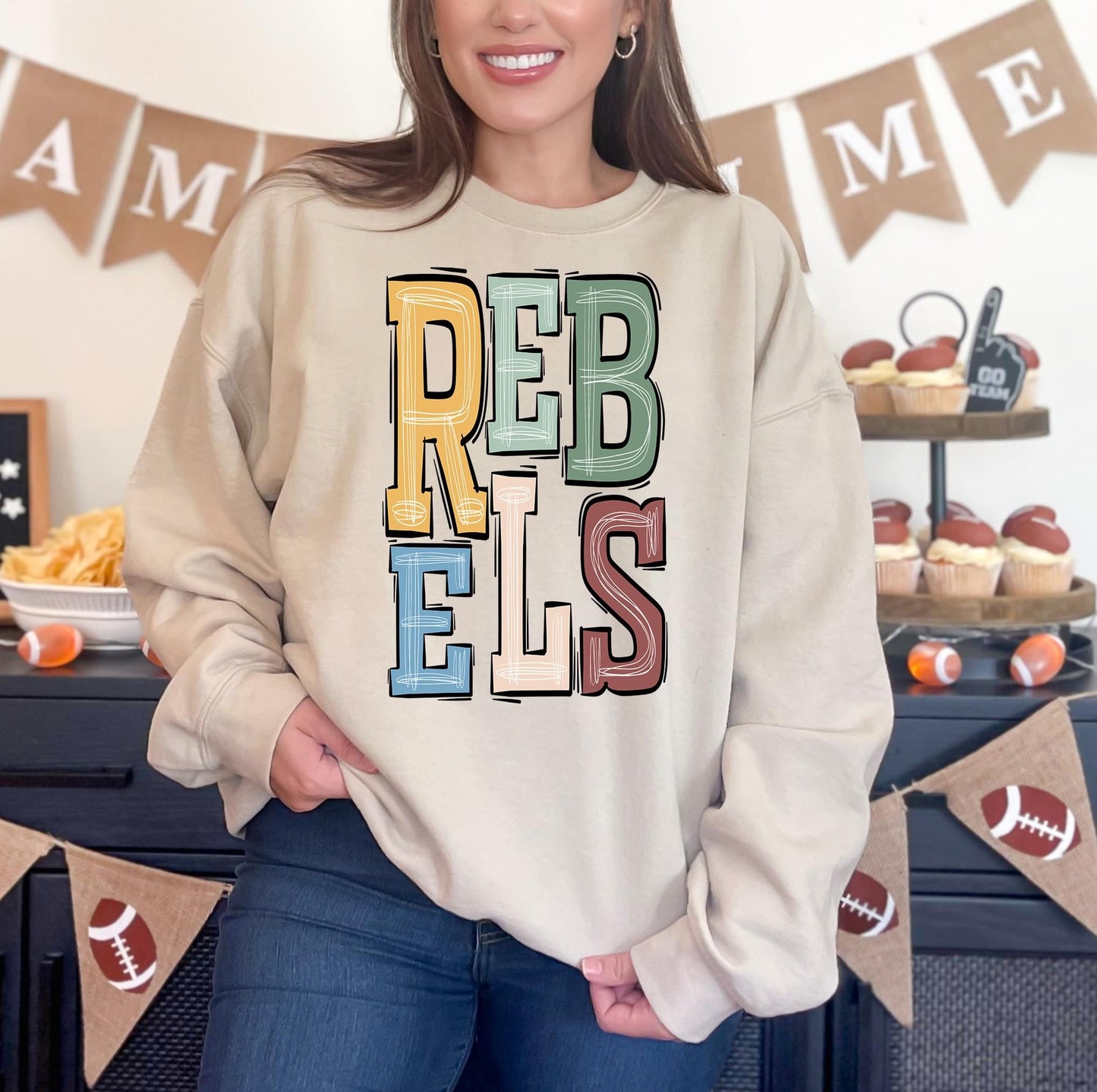 Rebels Boho Varsity Doodle Graphic Tee