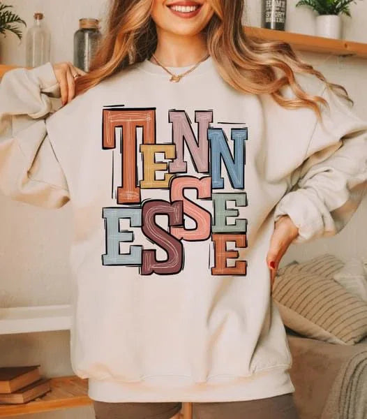 Tennessee Boho Varsity Doodle Graphic Tee - Merch Girls