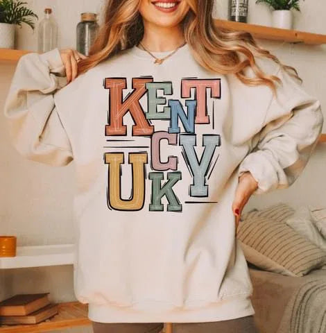 Kentucky Boho Varsity Doodle Graphic Tee - Merch Girls