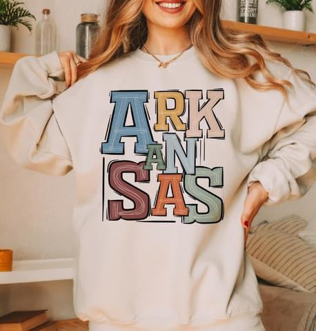 Arkansas Boho Varsity Doodle Graphic Tee