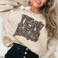 Yellow Jackets Vintage Shadow Outline in Faux Sequin Leopard DTF Transfer - Merch Girls