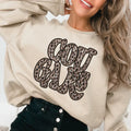 Cougars Vintage Shadow Outline in Faux Sequin Leopard DTF Transfer - Merch Girls