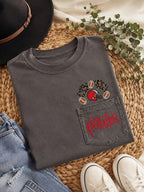 Leopard Football Helmet Embroidered Pocket Tee | Personalized Team Spirit Shirt