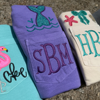 Personalized Mermaid Monogram Pocket Tee | Comfort Colors Pocket Shirt | Coastal Embroidered Initial T-Shirt