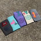 Personalized Coastal Monogram Pocket Tee | Comfort Colors Pocket Shirt | Beach Embroidered Initial T-Shirt