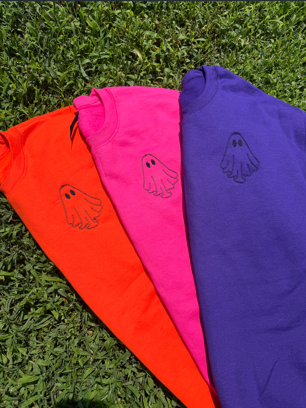Minimalist Embroidered Ghost Sweatshirt – Custom Thread Color