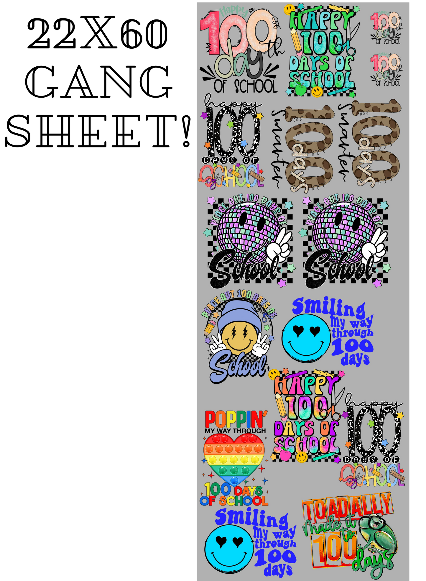 Premade Gang Sheet 100th Day of School