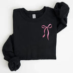Coquette Bow Left Chest Embroidered Sweatshirt - QUICK SHIP - Merch Girls