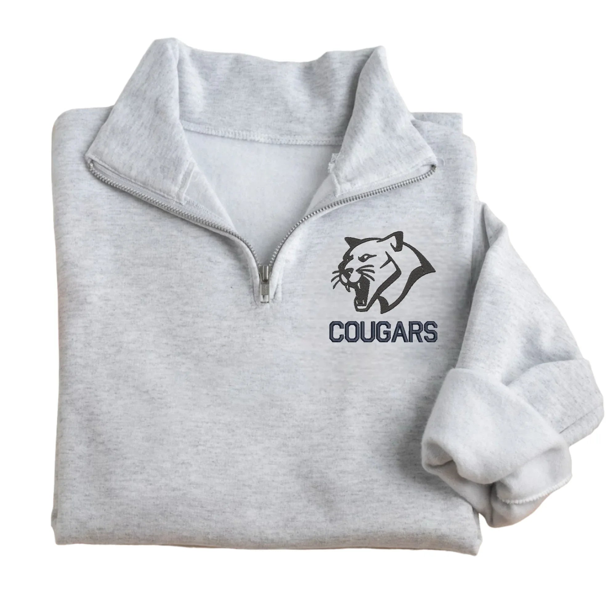 Cougars Embroidered Quarter Zip Fleece Sweatshirt - Merch Girls