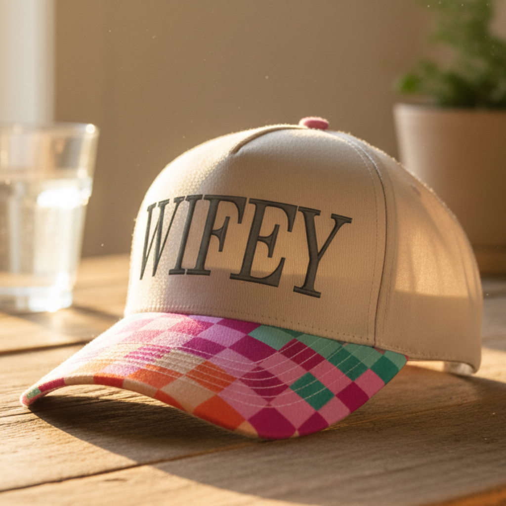 Custom Embroidered Trucker Hat | Multicolor Checkered Brim Snapback | Personalized Text