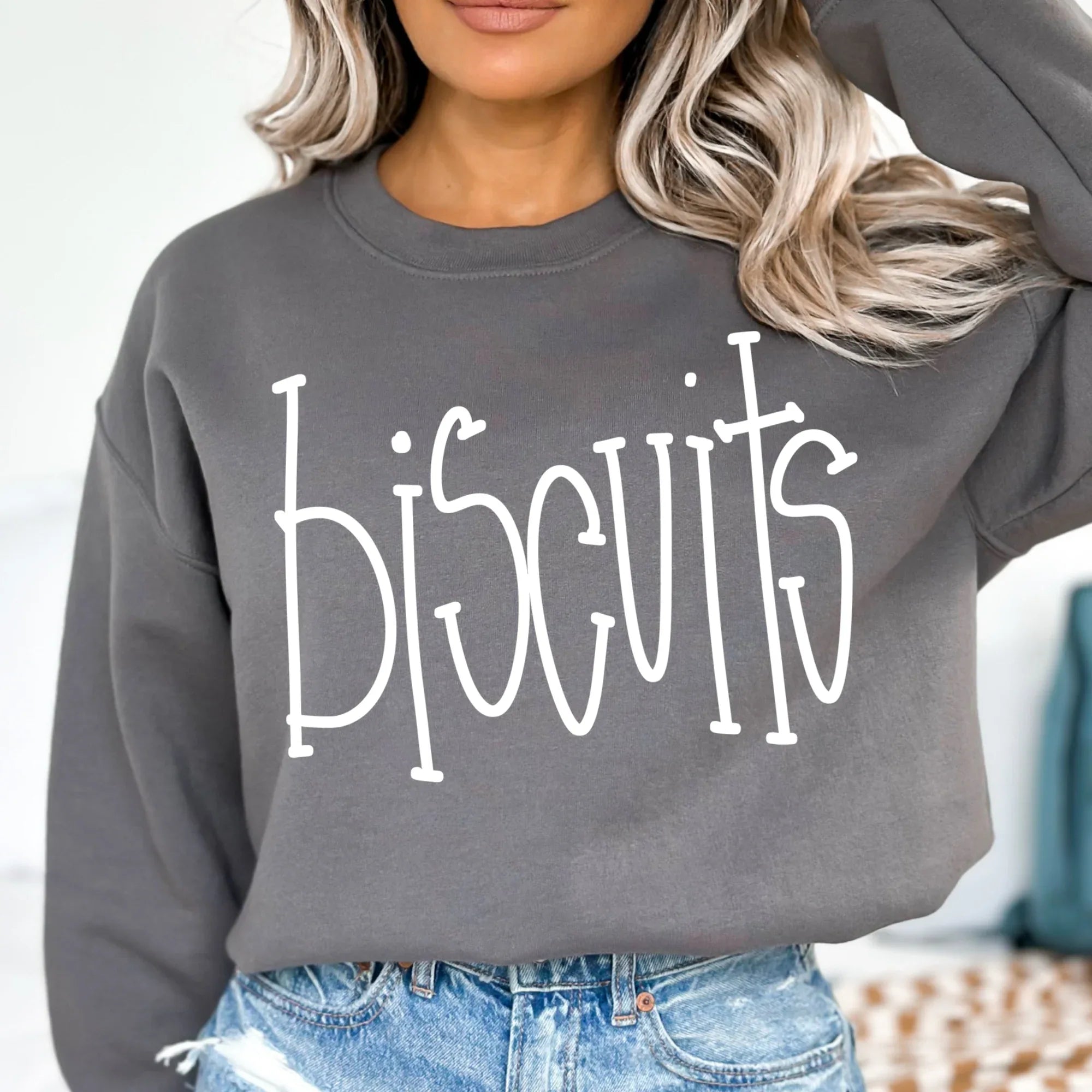 Biscuits White Hand Letter DTF Transfer - Merch Girls