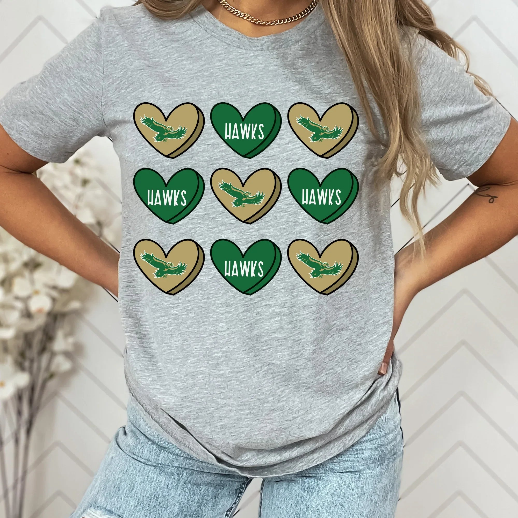 Hawks Hearts DTF Transfer - Merch Girls