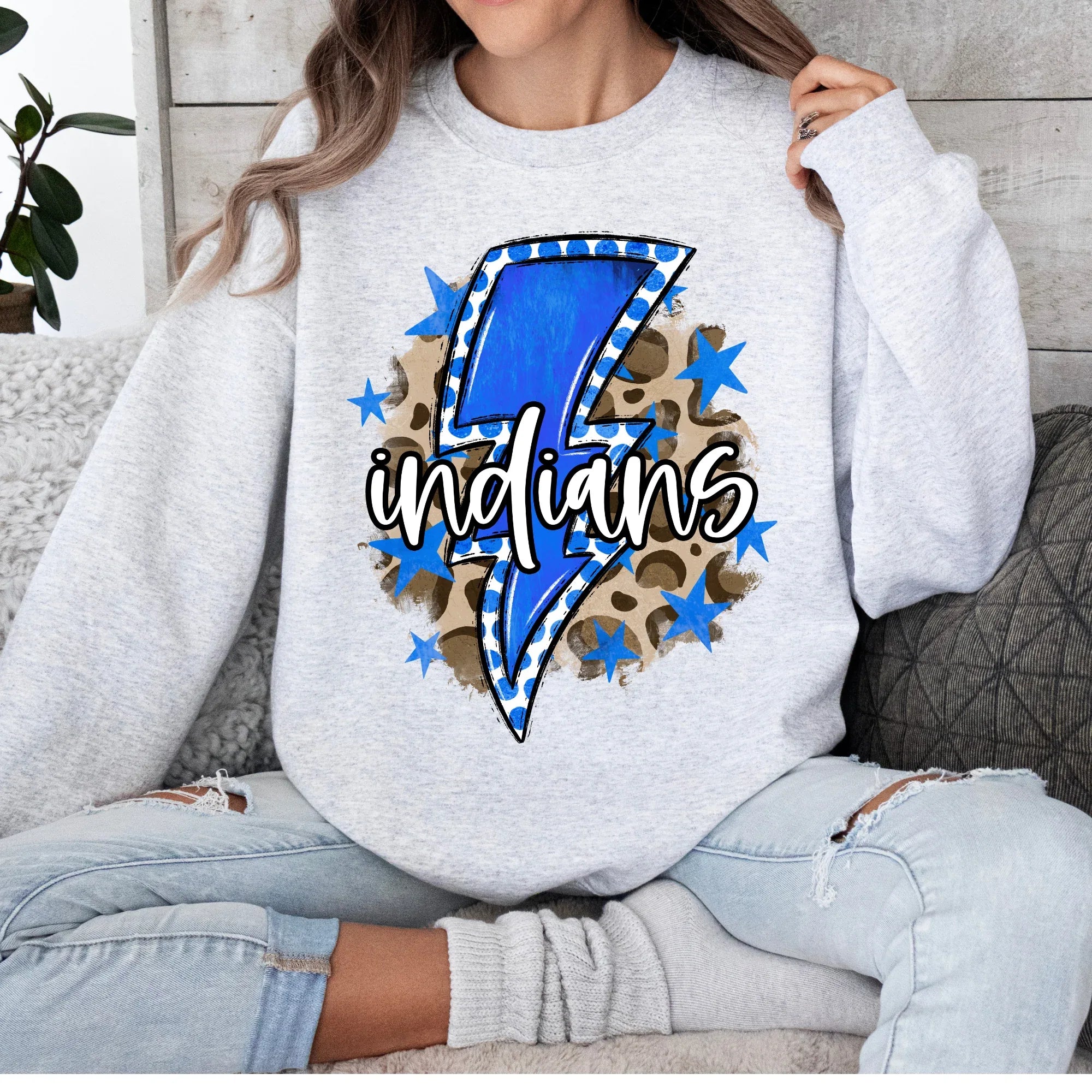 Indians Bright Bolts DTF Transfer - Merch Girls