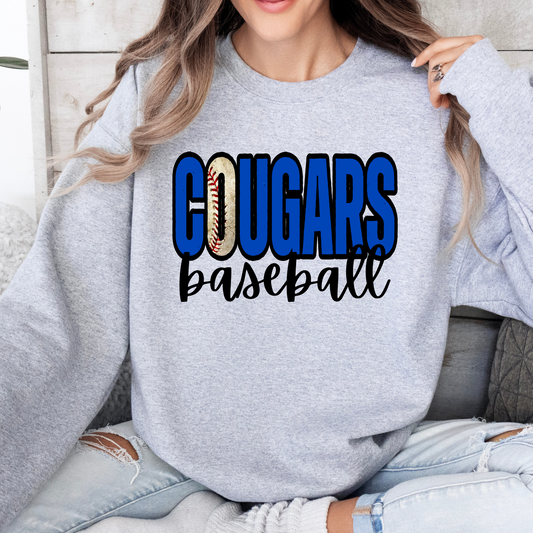 Cougars Blue Baseball DTF Transfer