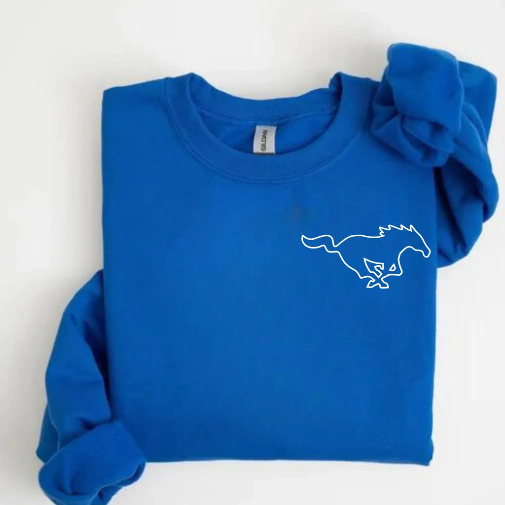 Mustang Embroidered Sweatshirt | QUICK SHIP - Merch Girls