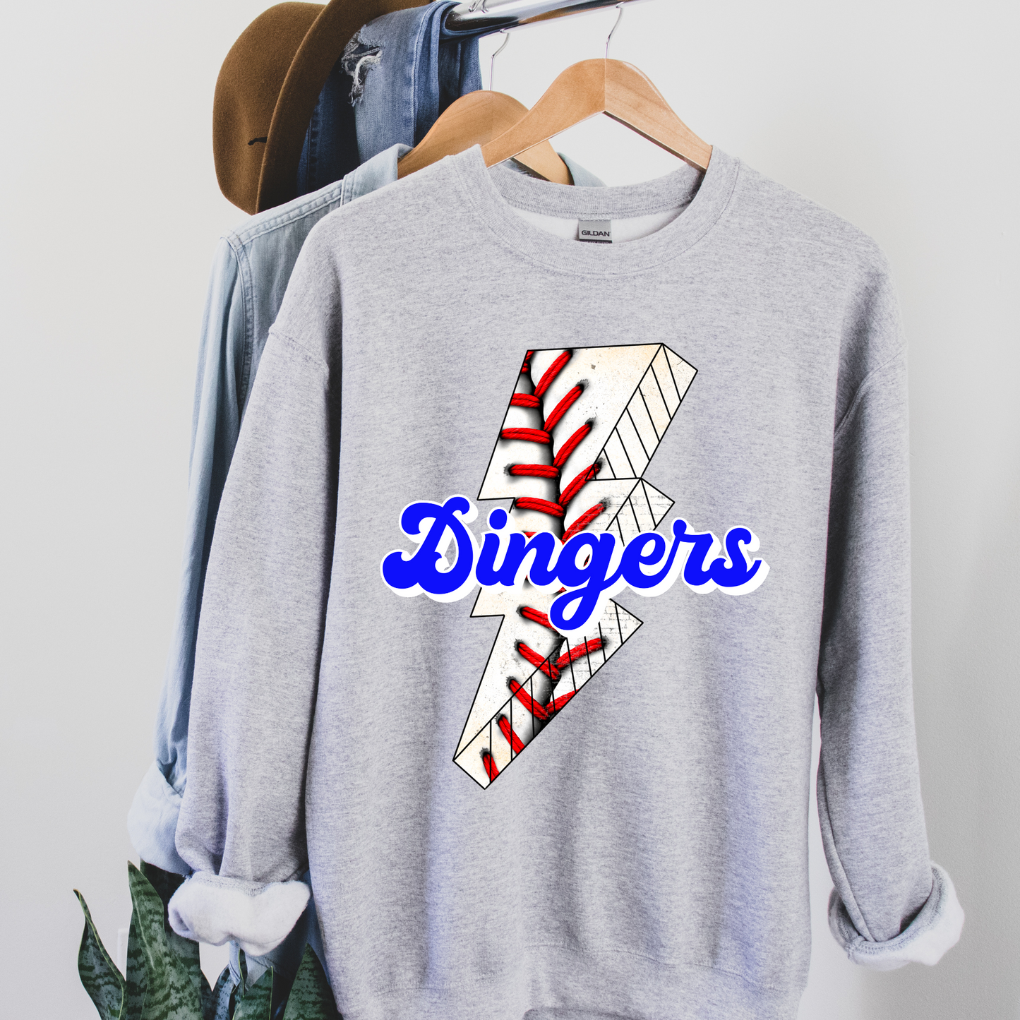 Dingers Baseball Bolt DTF Transfer