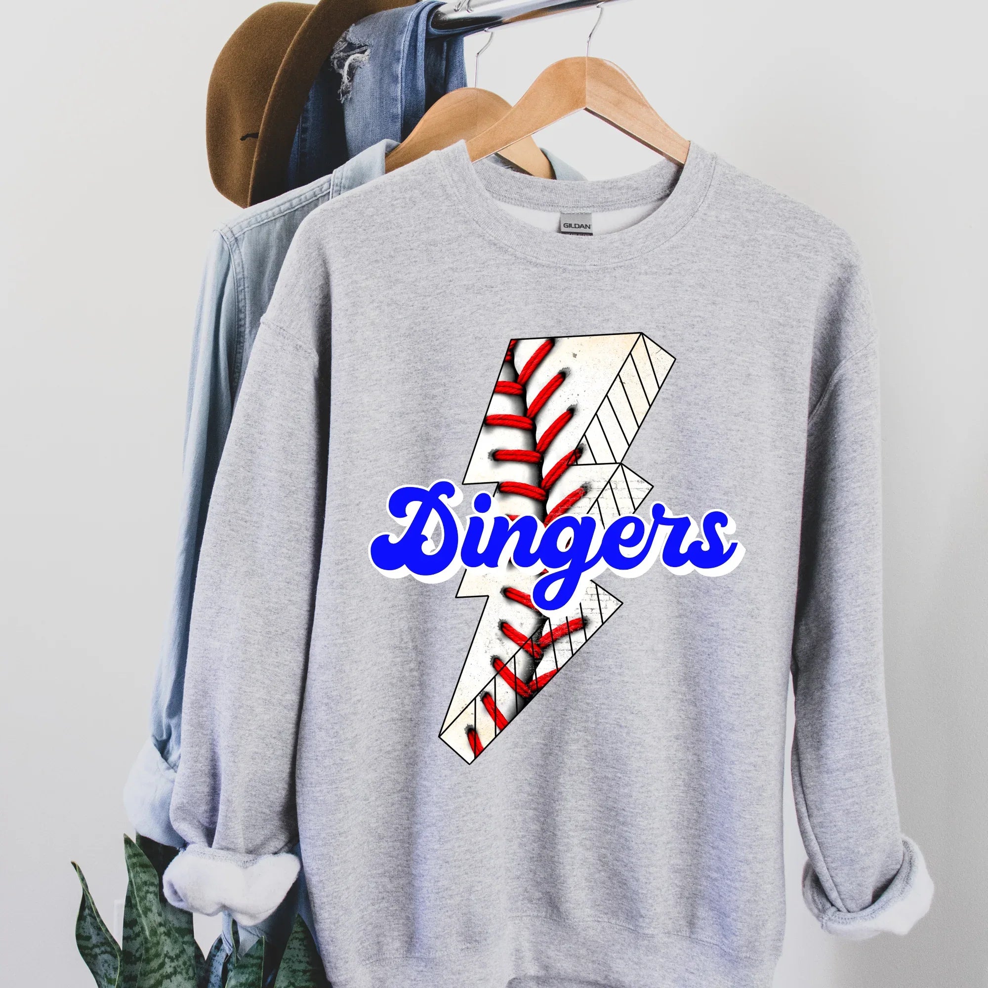 Dingers Baseball Bolt DTF Transfer - Merch Girls