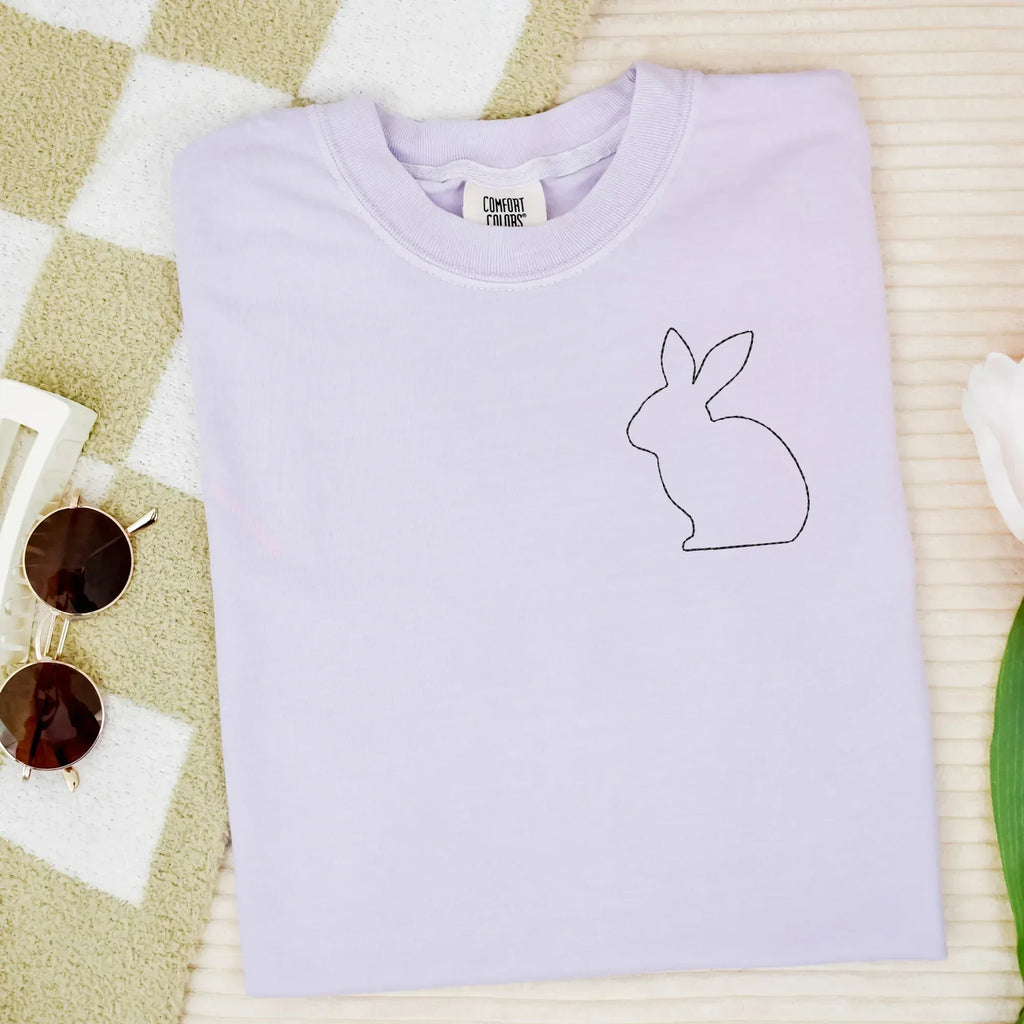 Stitched Bunny Left Chest Embroidered Comfort Color - QUICK SHIP - Merch Girls