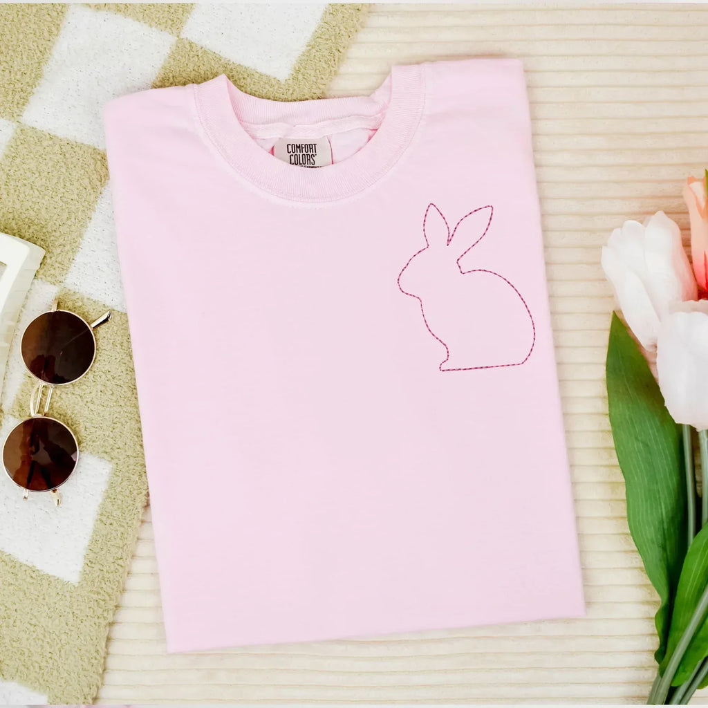 Stitched Bunny Left Chest Embroidered Comfort Color - QUICK SHIP - Merch Girls