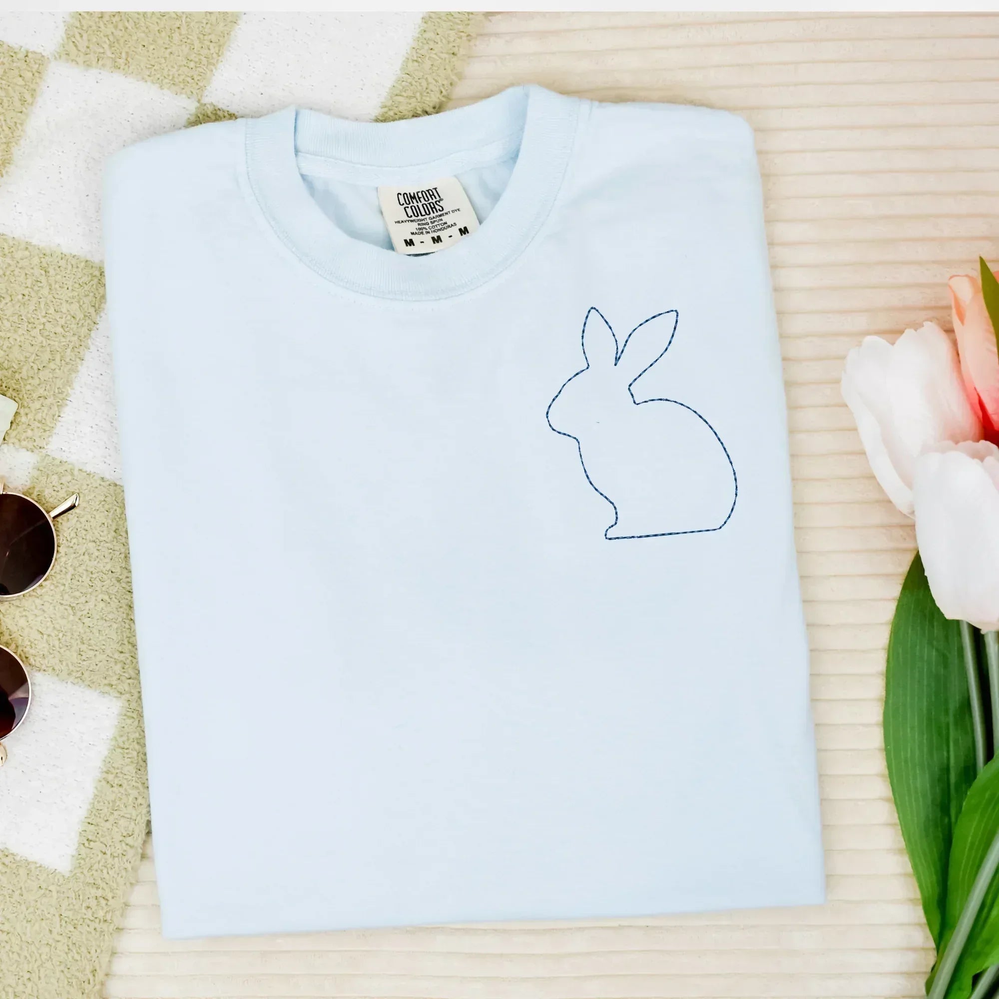 Stitched Bunny Left Chest Embroidered Comfort Color - QUICK SHIP - Merch Girls