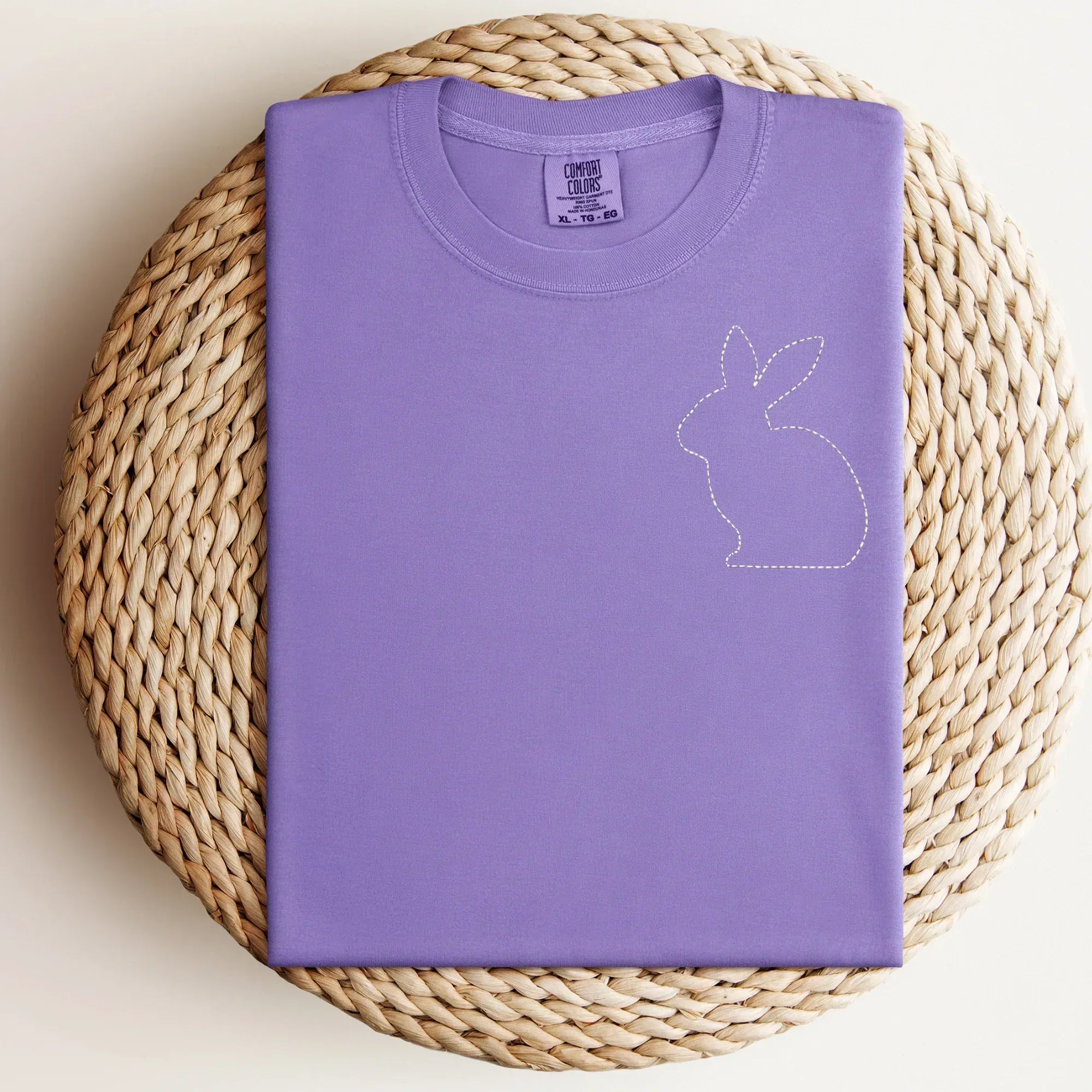 Stitched Bunny Left Chest Embroidered Comfort Color - QUICK SHIP - Merch Girls