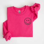 Happy Face Left Chest Embroidered Sweatshirt - QUICK SHIP - Merch Girls
