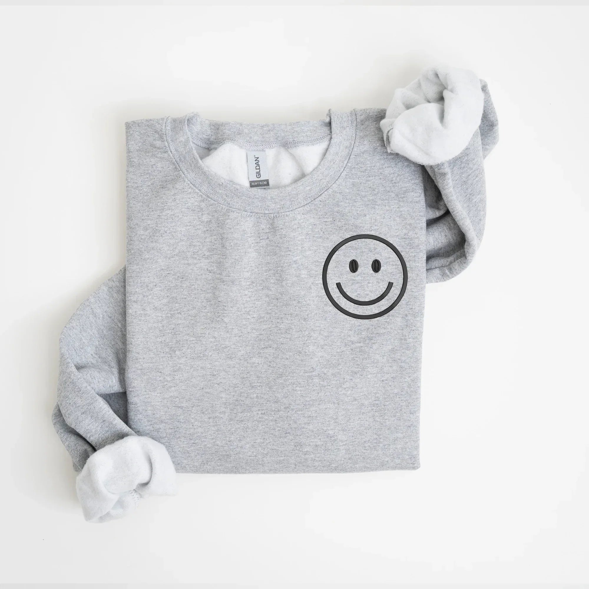 Happy Face Left Chest Embroidered Sweatshirt - QUICK SHIP - Merch Girls
