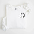 Happy Face Left Chest Embroidered Sweatshirt - QUICK SHIP - Merch Girls