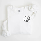 Happy Face Left Chest Embroidered Sweatshirt - QUICK SHIP - Merch Girls