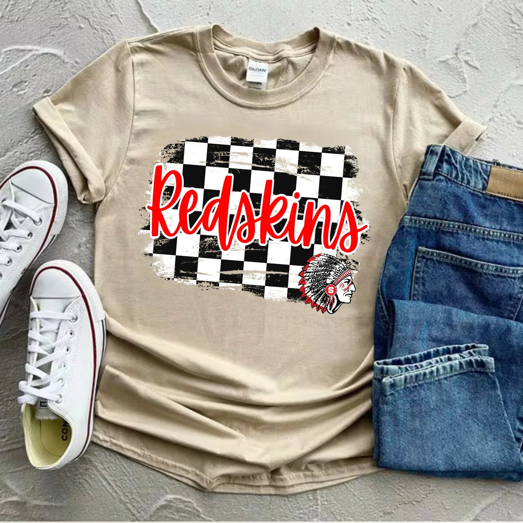 Redskins Checkered DTF Transfer - Merch Girls