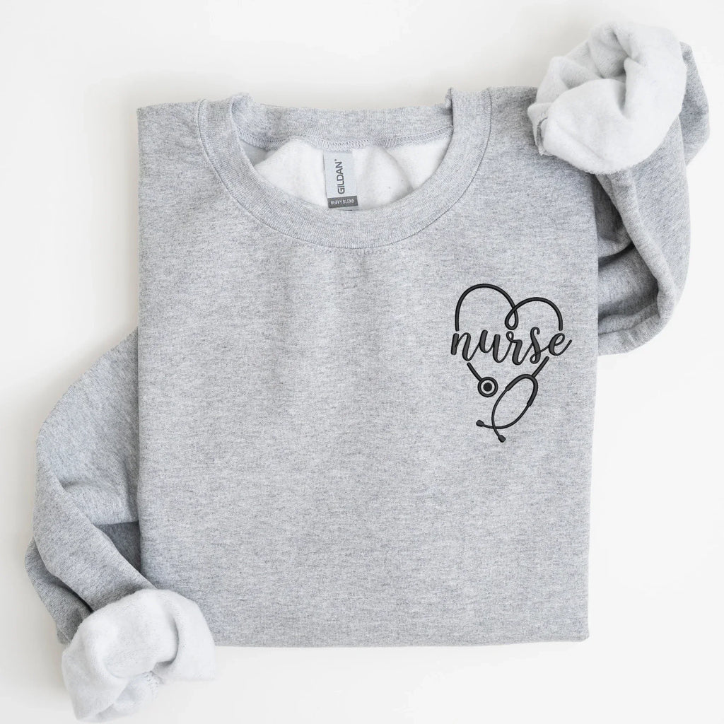 Nurse Left Chest Embroidered Sweatshirt | QUICK SHIP - Merch Girls