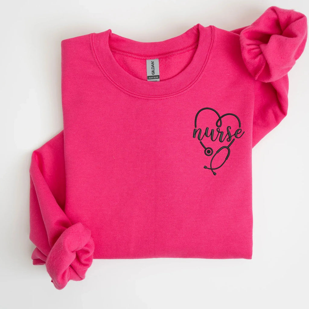 Nurse Left Chest Embroidered Sweatshirt | QUICK SHIP - Merch Girls
