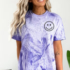 Happy Face Left Chest Embroidered Comfort Color | QUICK SHIP - Merch Girls