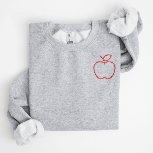 Teacher Apple Embroidered Sweatshirt