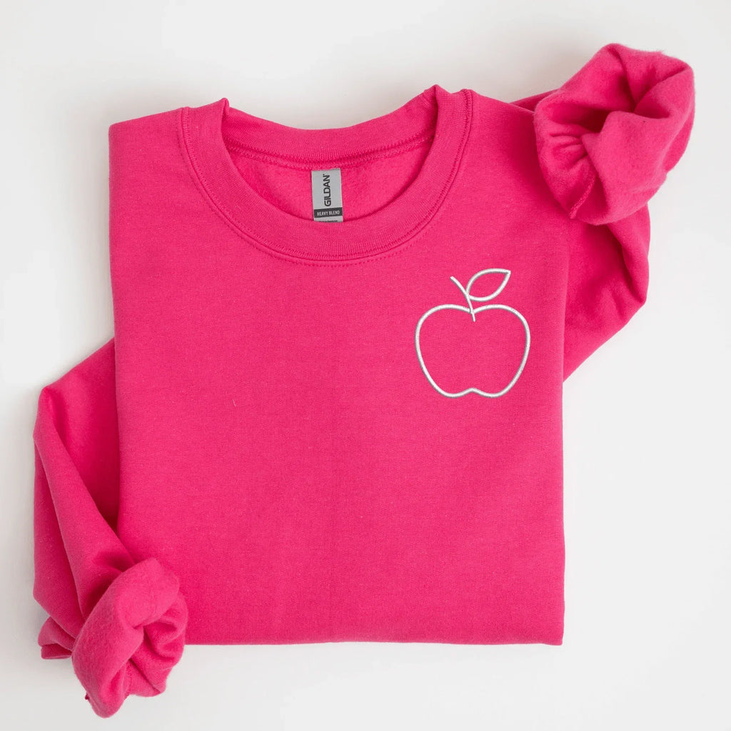 Teacher Apple Left Chest Embroidered Sweatshirt - QUICK SHIP - Merch Girls
