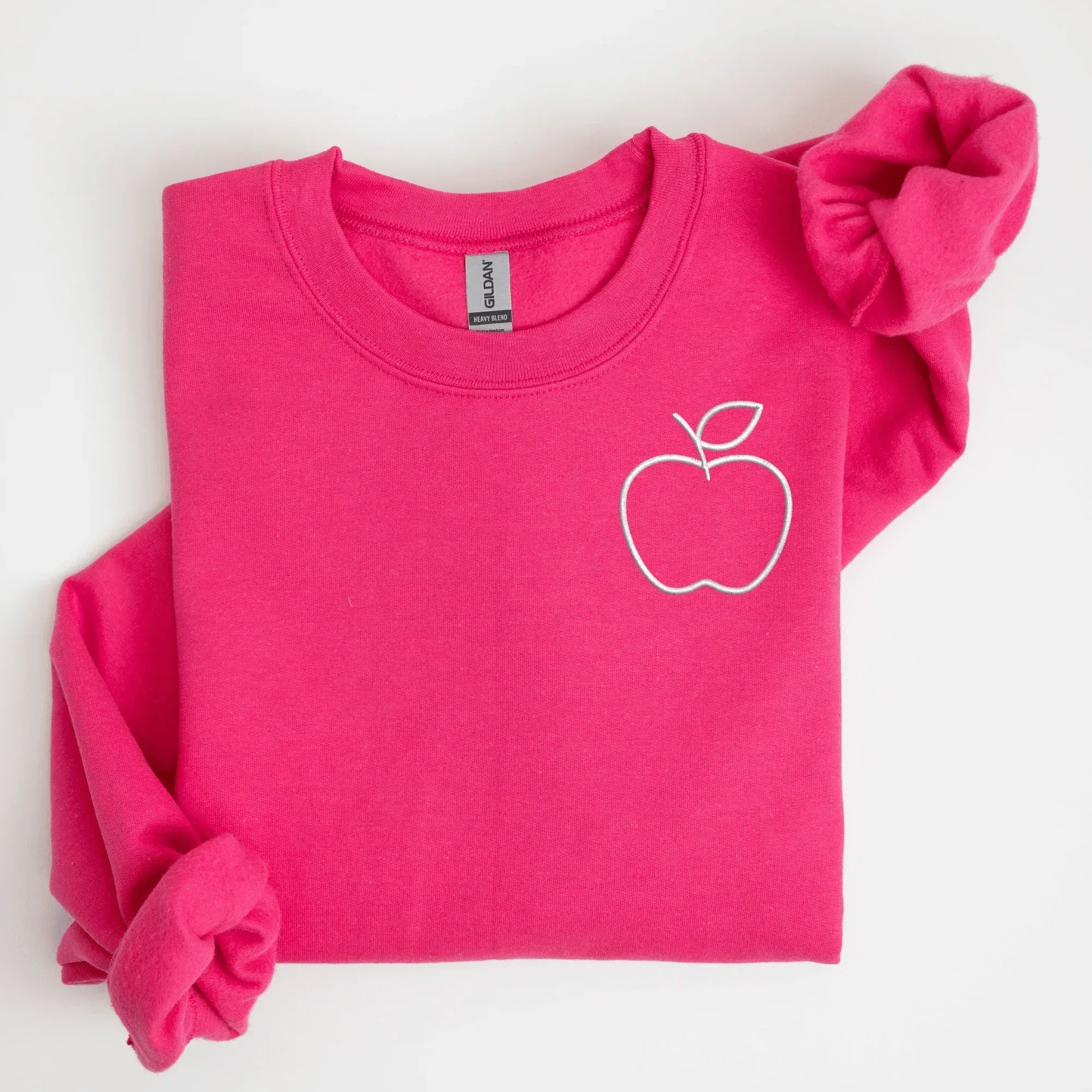 Teacher Apple Left Chest Embroidered Sweatshirt - QUICK SHIP - Merch Girls