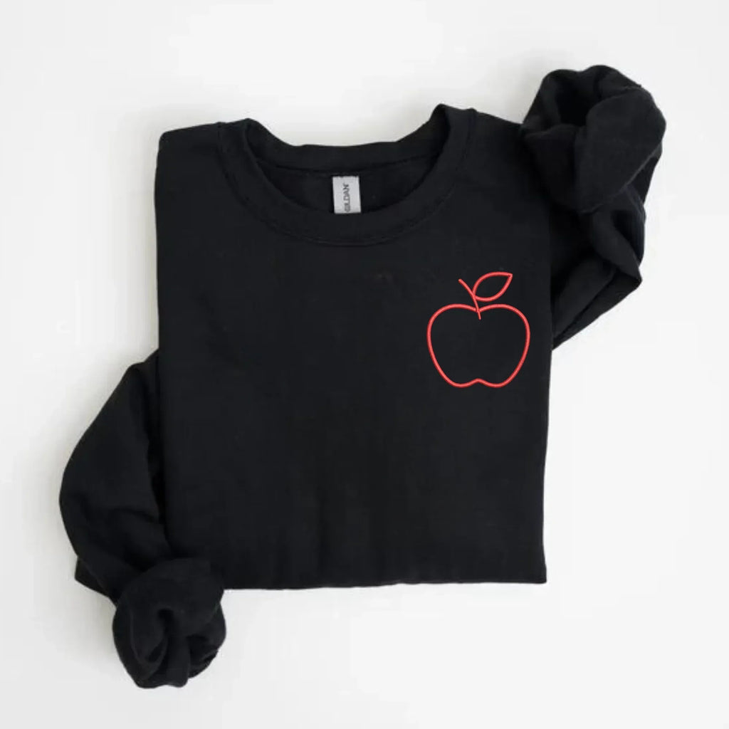 Teacher Apple Left Chest Embroidered Sweatshirt - QUICK SHIP - Merch Girls
