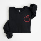 Teacher Apple Left Chest Embroidered Sweatshirt - QUICK SHIP - Merch Girls